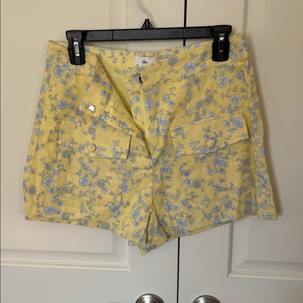 Yellow and Blue Floral Shorts